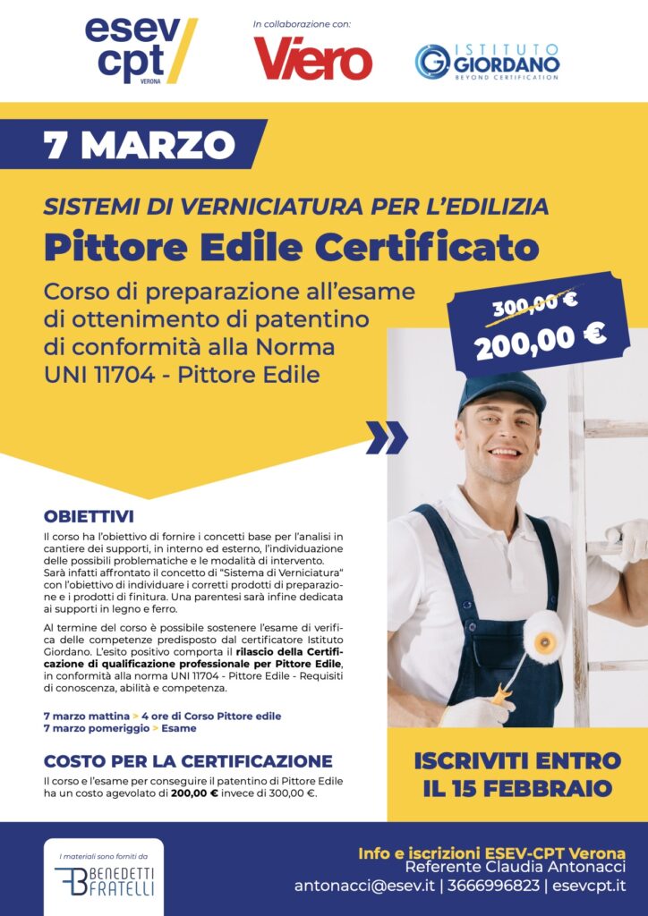 Locandina corso pittore edile certificato